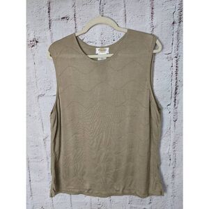 Talbots Beige Silk Knit Pullover Round‎ Neck Sleeveless Sweater Vest Size 3X